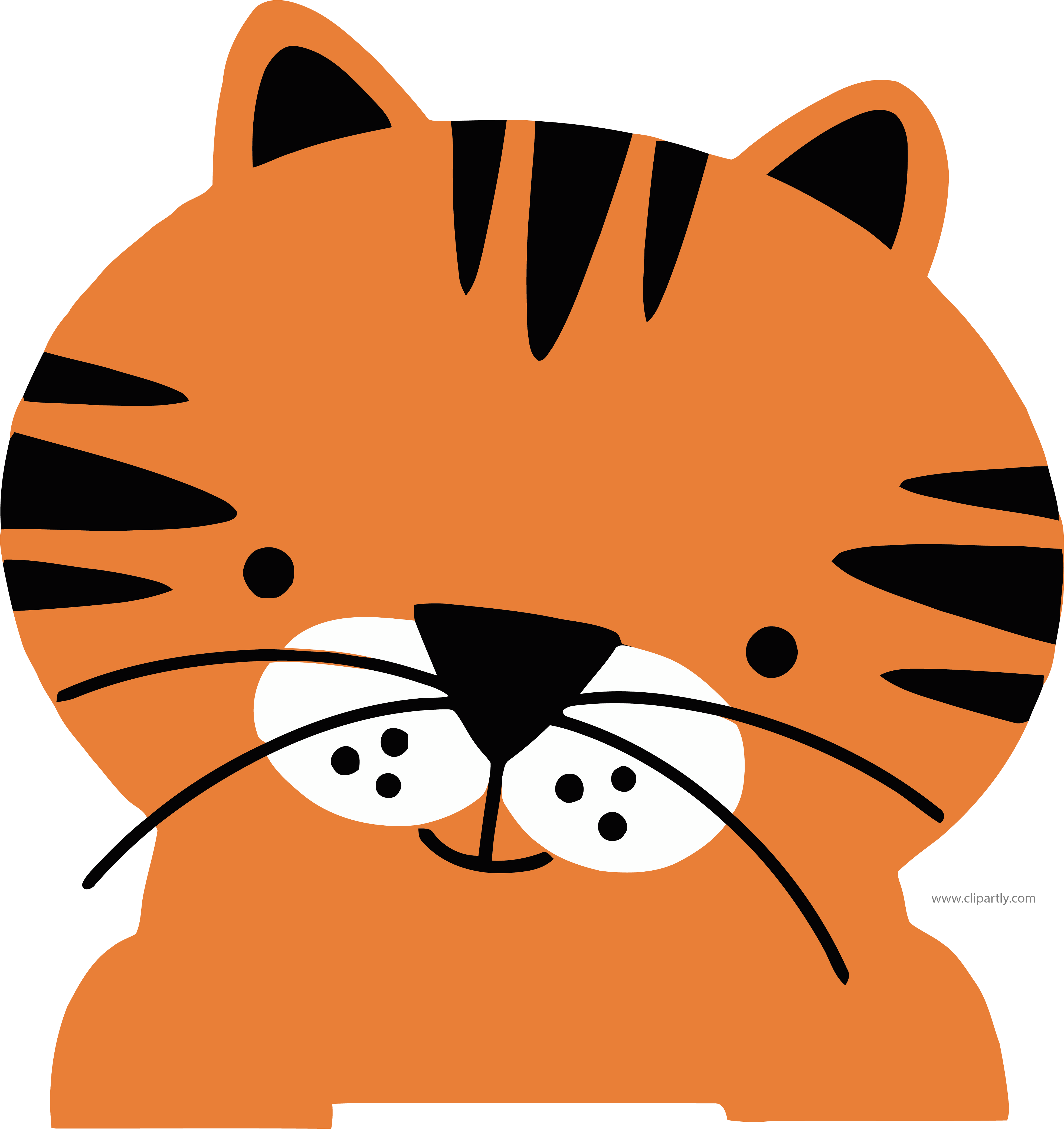 Tomato Red Color Basic Tiger Face Clipart Png - Miss Kate Cuttables Animals (3931x4168), Png Download