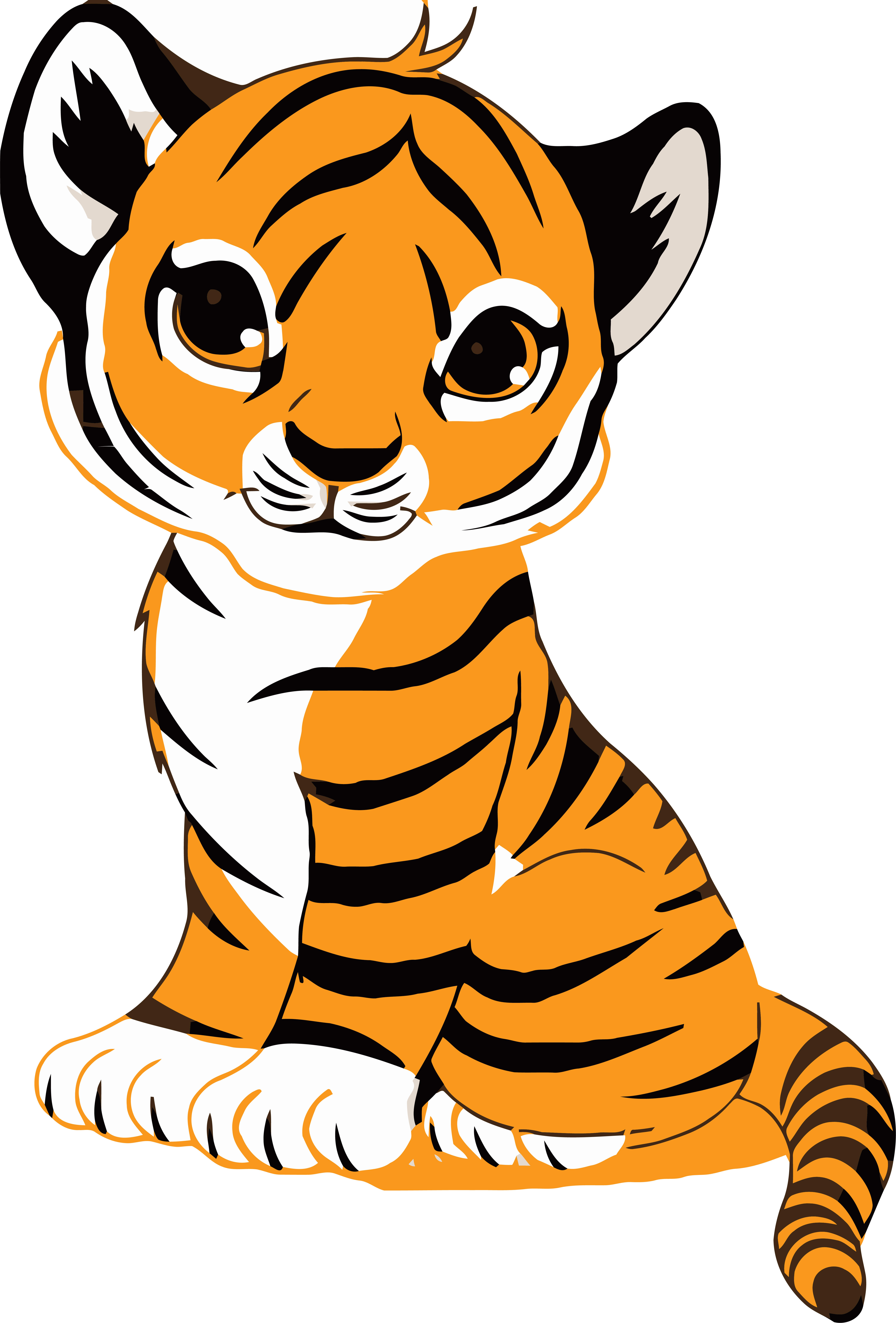 Tiger Face Clip Art Royalty Free Tiger Illustration - Cute Cartoon Tiger Cub (5335x7873), Png Download