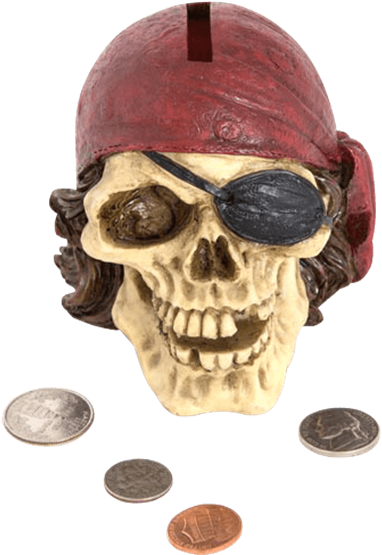 Pirate Skull Piggy Bank - Home Accents Pirate Skull Money Coin Piggy Bank 4 High (555x555), Png Download