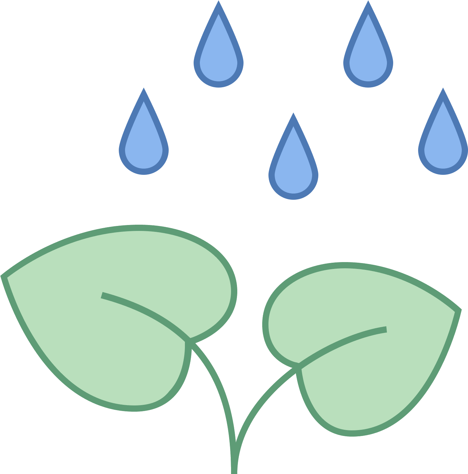 It's An Icon Of A Growing Plant With Rain Falling On - Rain On Plants Clipart (1600x1600), Png Download