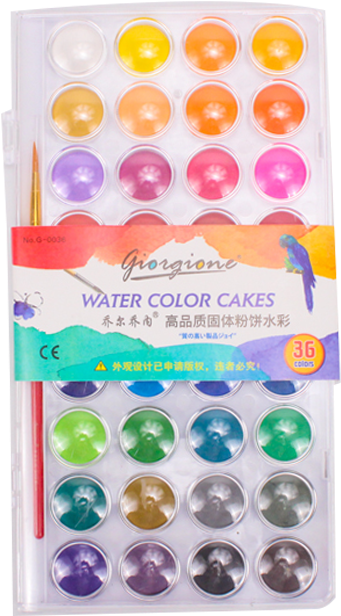 Colored Solid Watercolor Paint Set Portable Watercolor - Bead (800x800), Png Download