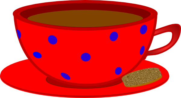 Original Png Clip Art File Red Cup, Saucer, Blue Polka (600x326), Png Download
