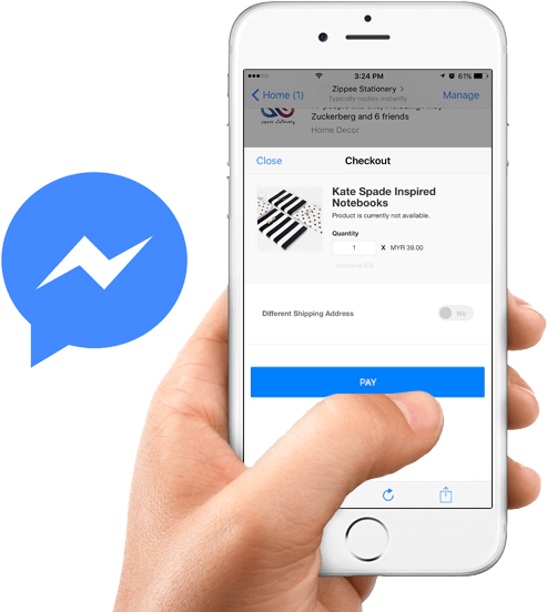 Messenger Commerce - Mobile Device (831x560), Png Download