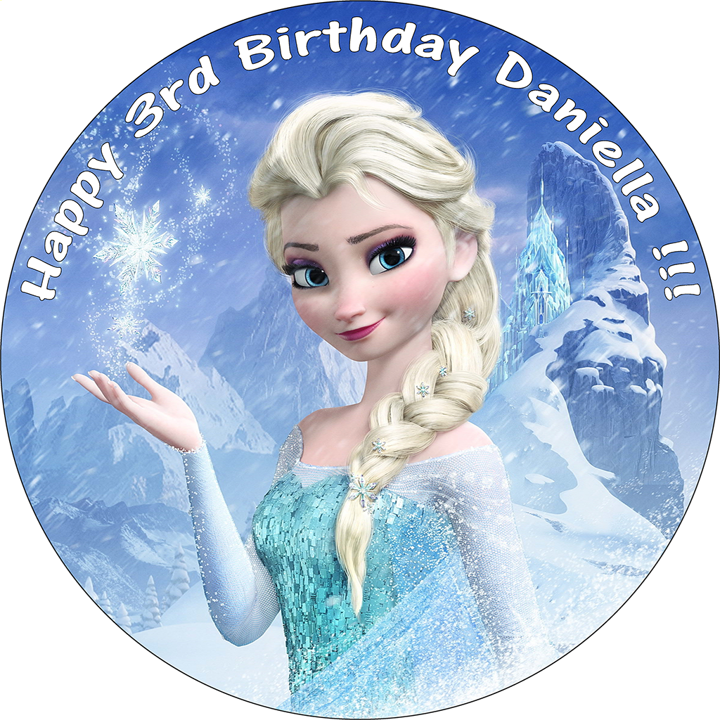 Disney Frozen Elsa Birthday Cake Edible Round Printed - Disque Azyme Reine Des Neiges (1024x1024), Png Download