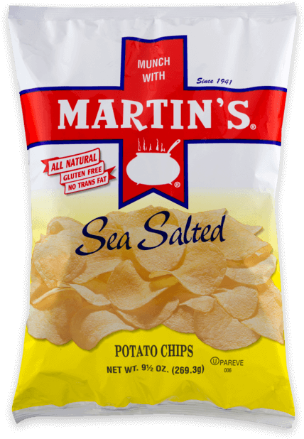 Martin's Sea Salted Potato Chips - Martin's Sour Cream & Onion Potato Chips - 10 Oz (740x834), Png Download