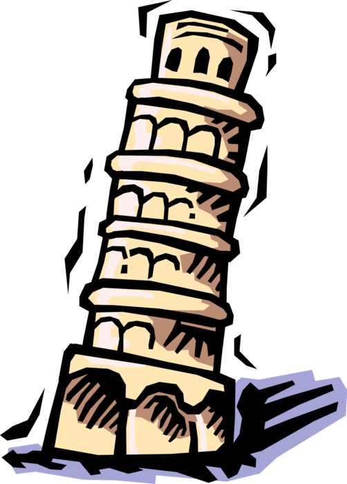 Vector Illustration Of Leaning Tower Of Pisa Campanile - Leaning Tower Of Pisa Clipart (502x700), Png Download