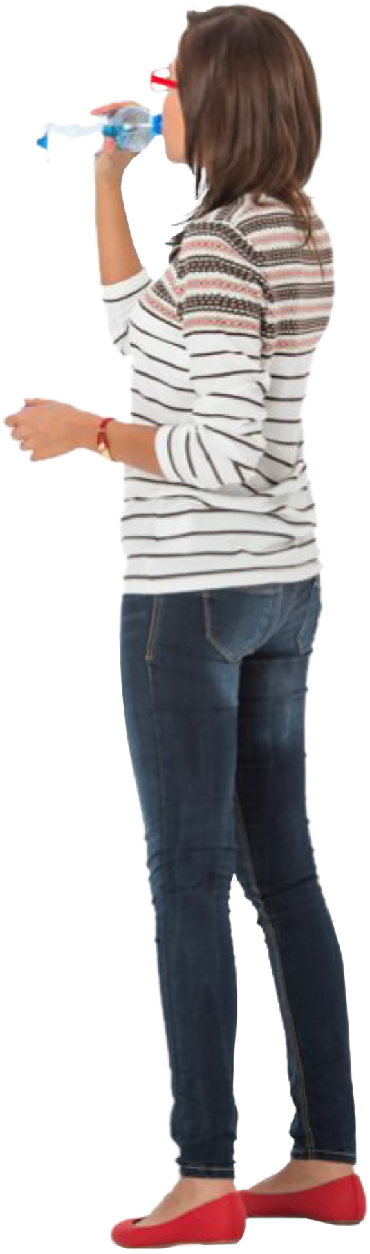 Woman Standing Drinking People Cutout, Cut Out People, - Woman Standing Drinking (714x1914), Png Download