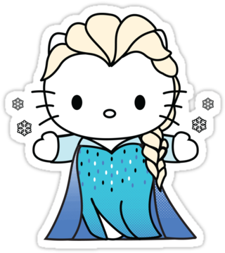 155 Images About Frozen ❄ ❄ ❄ On We Heart It - Hello Kitty And Elsa (375x360), Png Download