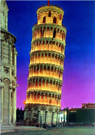 Tower Of Pisa - Leaning Tower At Night (706x439), Png Download