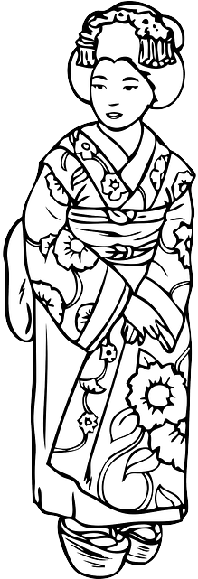 Image Black And White Asian Drawing Geisha - Madama Butterfly (english And Italian Edition) (320x640), Png Download