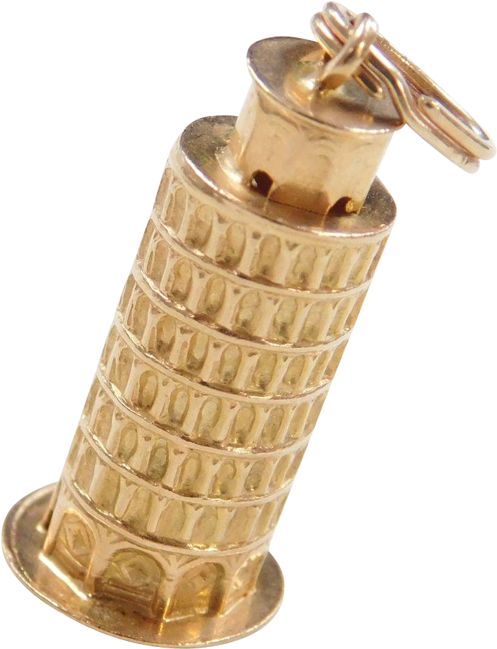 Vintage 14k Gold Leaning Tower Of Pisa Charm - Bottle Stopper & Saver (939x939), Png Download