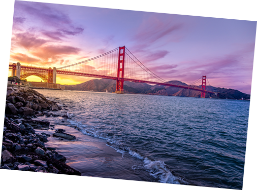 Golden Gate Bridge At Night - Golden Gate Bridge (506x375), Png Download