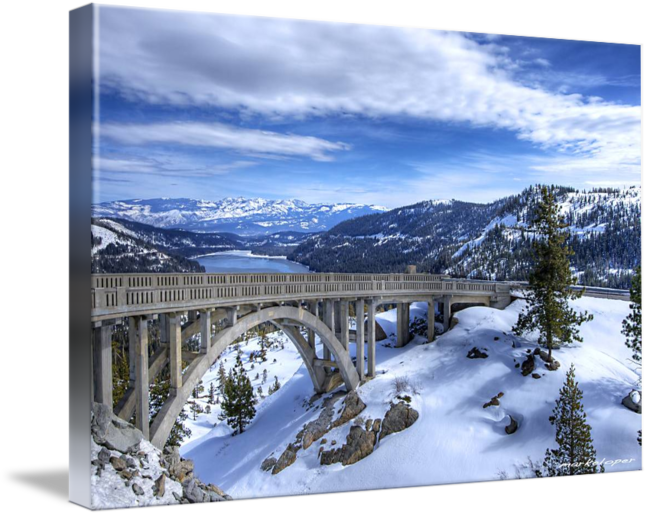 Snow Bridge Png - Gallery-wrapped Canvas Art Print 32 X 21 Entitled Rainbow (650x516), Png Download