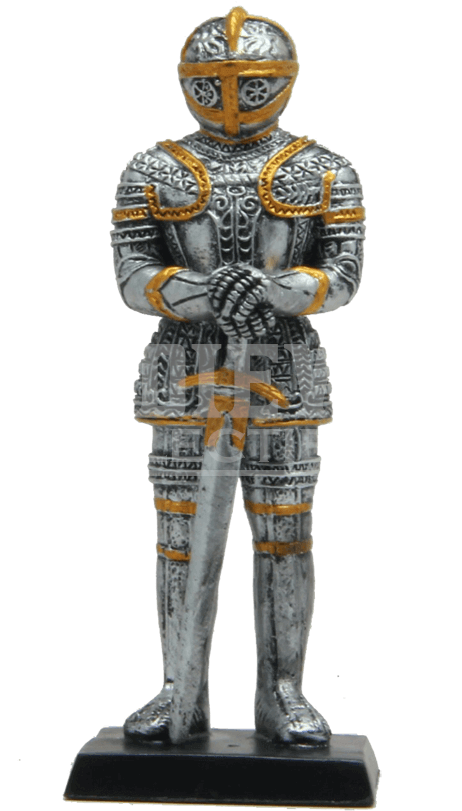 Medieval Knight Resting On Sword Statue - 4 Inch Small Armored Medieval Knight With Sword Statue (850x850), Png Download