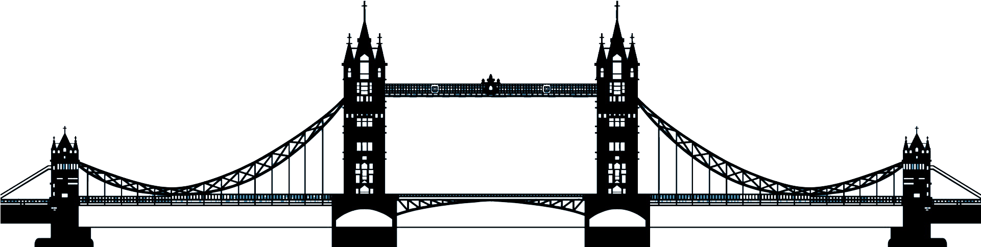 Black And White Download Tower Silhouette At Getdrawings - London Bridge Silhouette Png (1920x793), Png Download