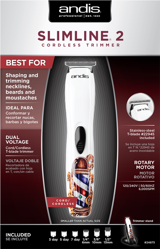 Andis 24380 Slimline Carbon T-blade Trimmer (780x920), Png Download