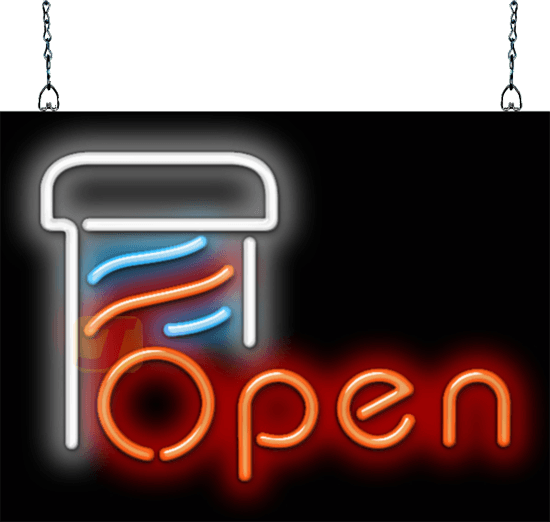 Barber Pole Neon Open Sign - Neon Sign (550x522), Png Download