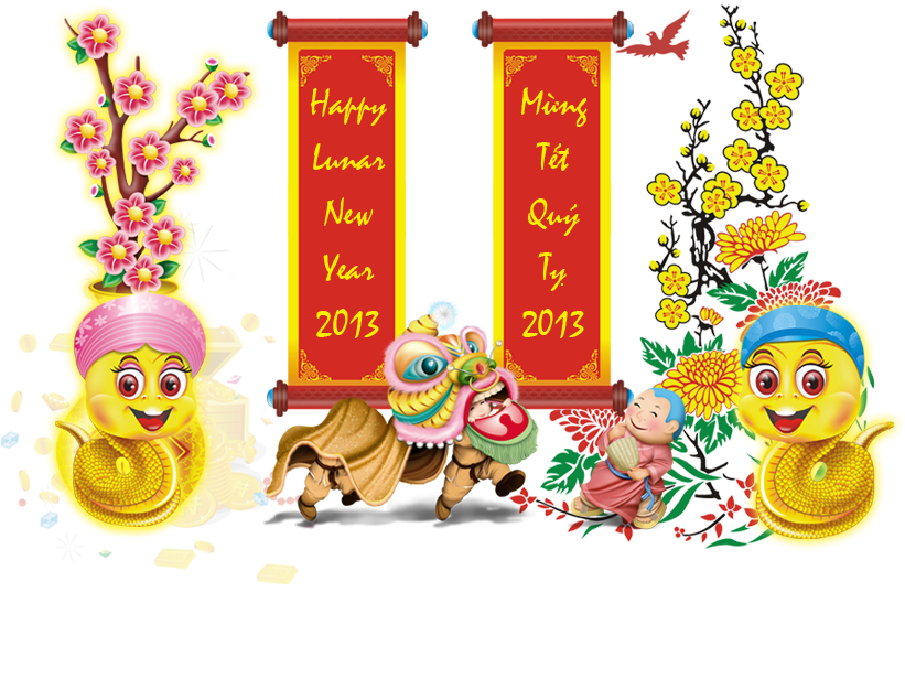 Happy New Year Vietnamese With Lunar 2013 Zootemplate - Thỏi Vàng Vector Ai (1170x720), Png Download