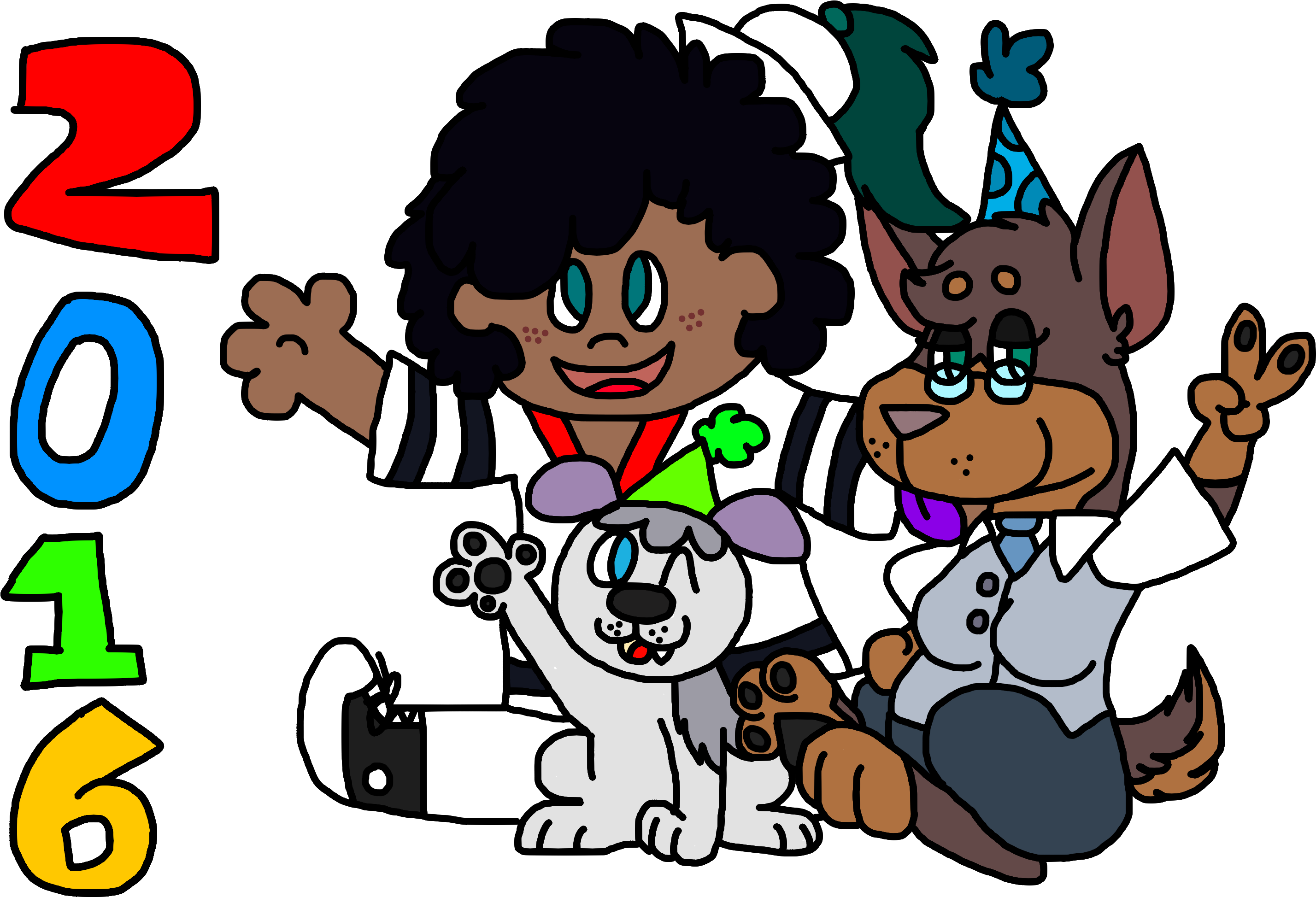 Happy New Year 2016 - Cartoon (3000x2000), Png Download