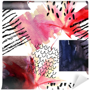 Abstract Seamless Pattern With Watercolor Squares And - Silk Home Tivil İpek Eşarp - Sh02 - Sonbahar Yaprakları, (400x400), Png Download