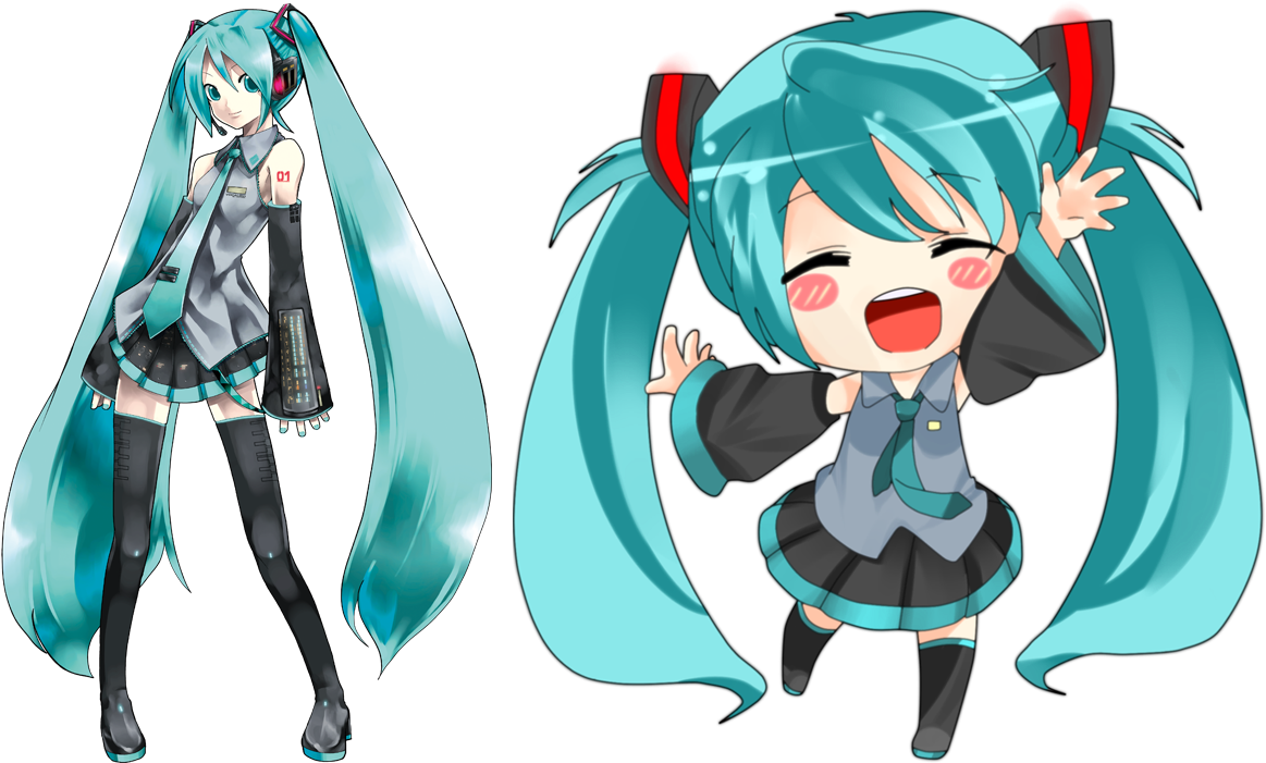 Chibi Miku - Glitter Force Anime Cute (1184x710), Png Download