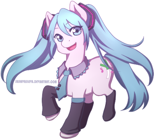 Sashavasileva, Clothes, Hatsune Miku, Ponified, Safe, - Hatsune Miku Pony (620x501), Png Download