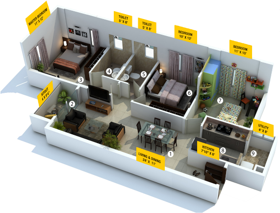 Click To View Floor Plan - Vruksha (570x475), Png Download