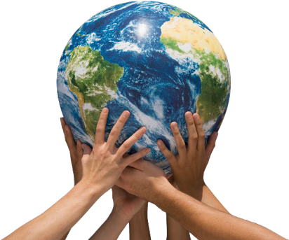 Earth In Hands Png File - Hand Holding Earth Png (411x358), Png Download
