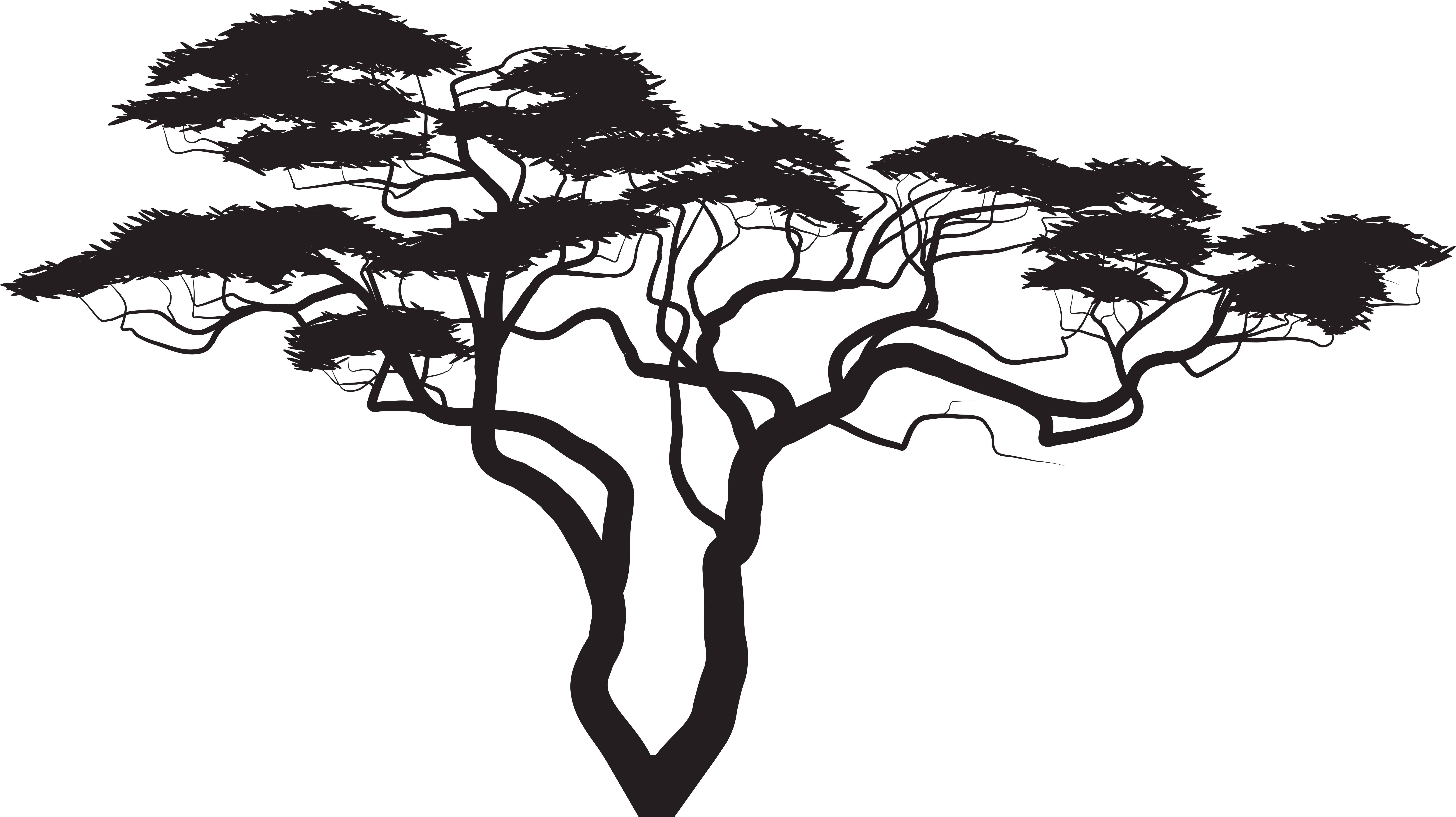 Exotic Tree Silhouette Png Clip Art Image - Art Print: Vertyr's Horizontal Banners Of Wild Animals (8000x4532), Png Download