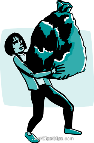 Business Woman Carrying Trash Bag Royalty Free Vector - Carrying A Trash Bag (315x480), Png Download