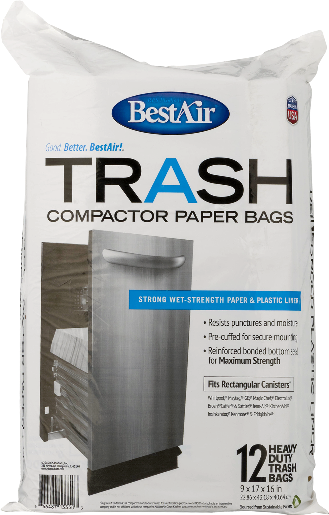 Bestair Heavy Duty Compactor Bags, 16" D X 9" W X 17" - Waste (1800x1800), Png Download