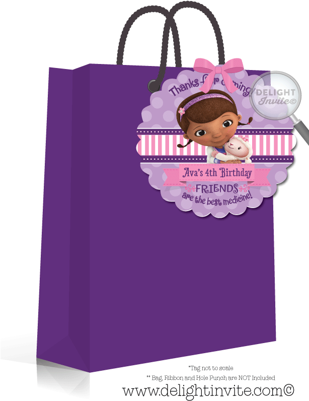 Doc Mcstuffins Birthday Favor Tags - Thanks Card Doc Mcstuffins (613x822), Png Download