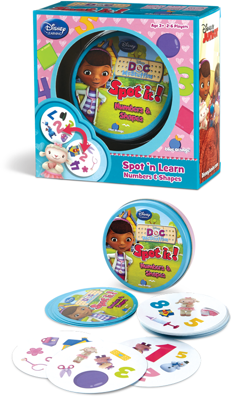 Doc Mcstuffins, Lambie, Hallie And Stuffy Add To The - Blue Orange Spot It! Doc Mcstuffins - Numbers (490x870), Png Download