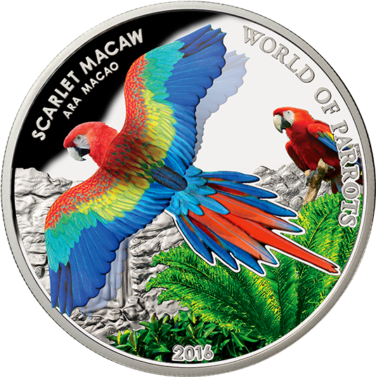$5 Sterling Silver 3d Coin World Of Parrots - Macaw Coin (570x570), Png Download