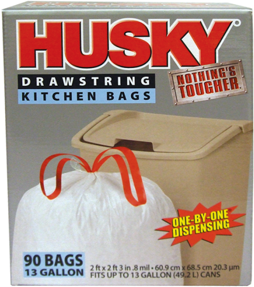 Husky 13 Gallon Drawstring Kitchen Trash Bags - Husky Hk13ds090w 13-gallon Drawstring Kitchen Bags, (700x700), Png Download