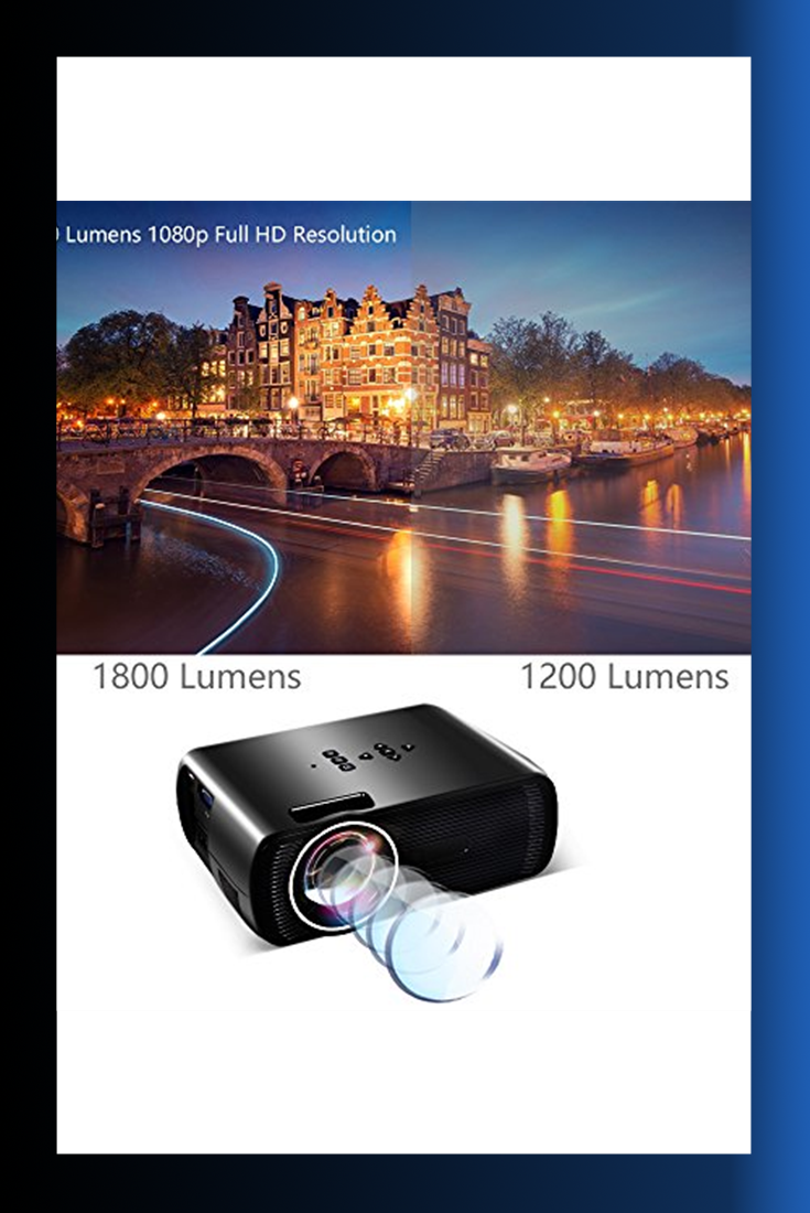 1800 Lumens Lcd Video Projector, Konomio Multimedia - Amsterdam Night Wallpaper Hd (735x1100), Png Download