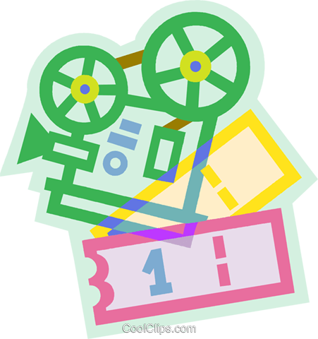 Movie Projector With Movie Tickets Royalty Free Vector - Film (451x480), Png Download