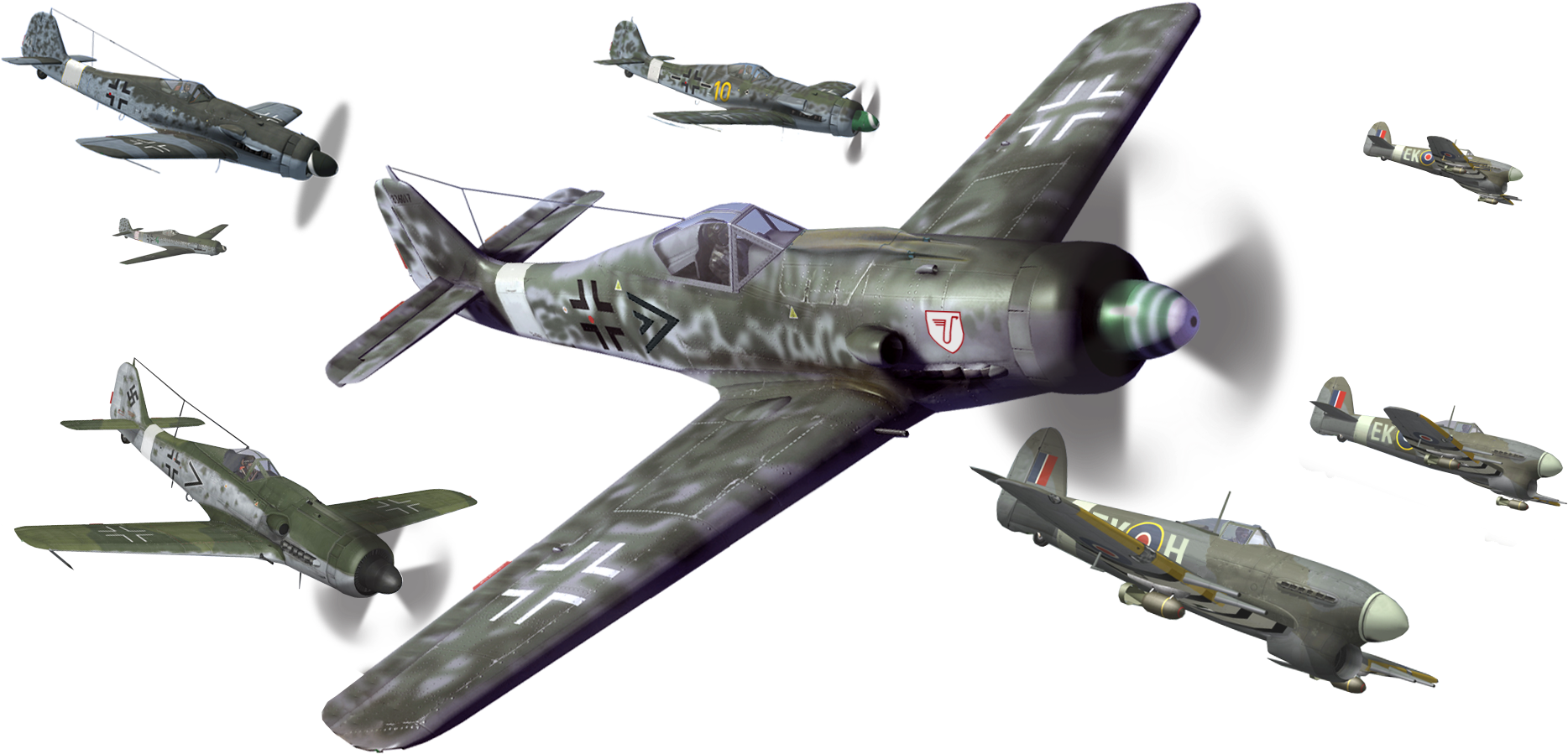 Aircraft Of Wwii Airplane - Segunda Guerra Mundial Png (2048x1107), Png Download