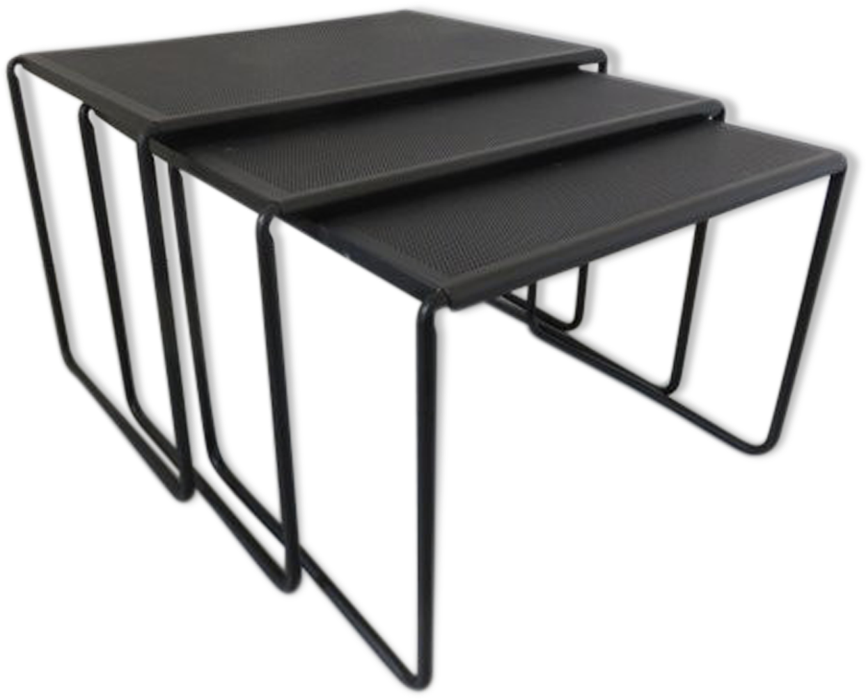 3 Pull-out Tables In Perforated Metal 60/70s - Coffee Table (1457x1457), Png Download