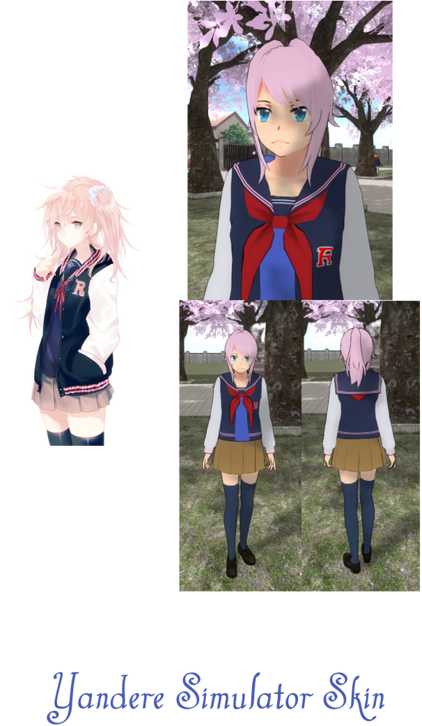 Yandere Simulator Skin Pink Haired Anime Girl Png Anime - Anime Girl Yandere Simulator (702x1139), Png Download
