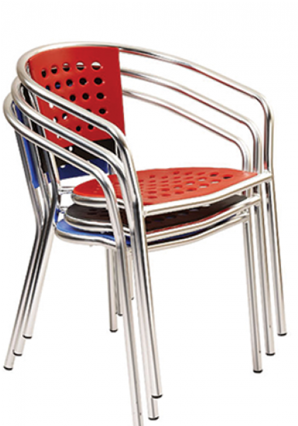 Lumina Aluminum Stacking Arm Chair W/ Perforated Back - Wish (600x600), Png Download
