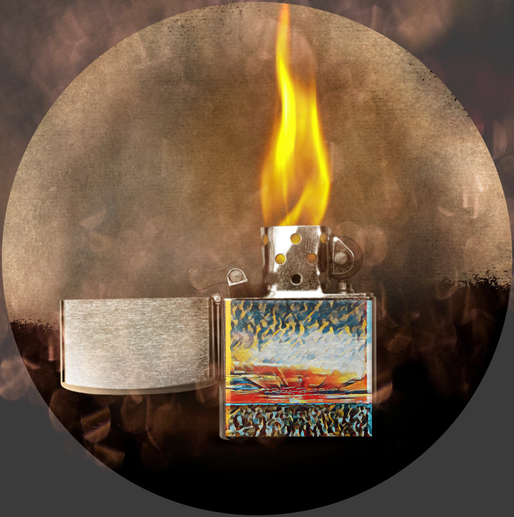 Open Lighter With Flames On Gray Background Wine Stopper (1024x1031), Png Download