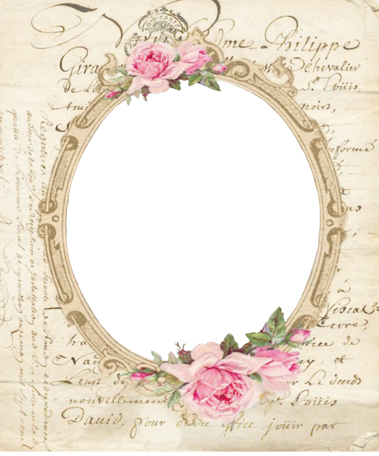 Marco Viejo Flores Vintage Antiguo - Garden Roses (768x922), Png Download