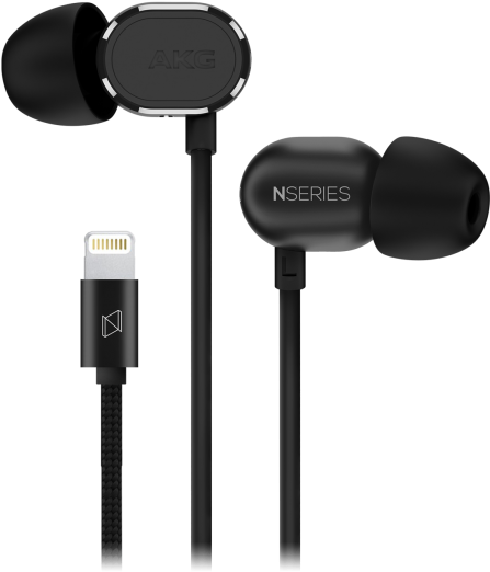 Akg N20 Lt In-ear Headphones With Apple Iphone Lightning - Akg N20 Lt Earphones - Black (650x650), Png Download