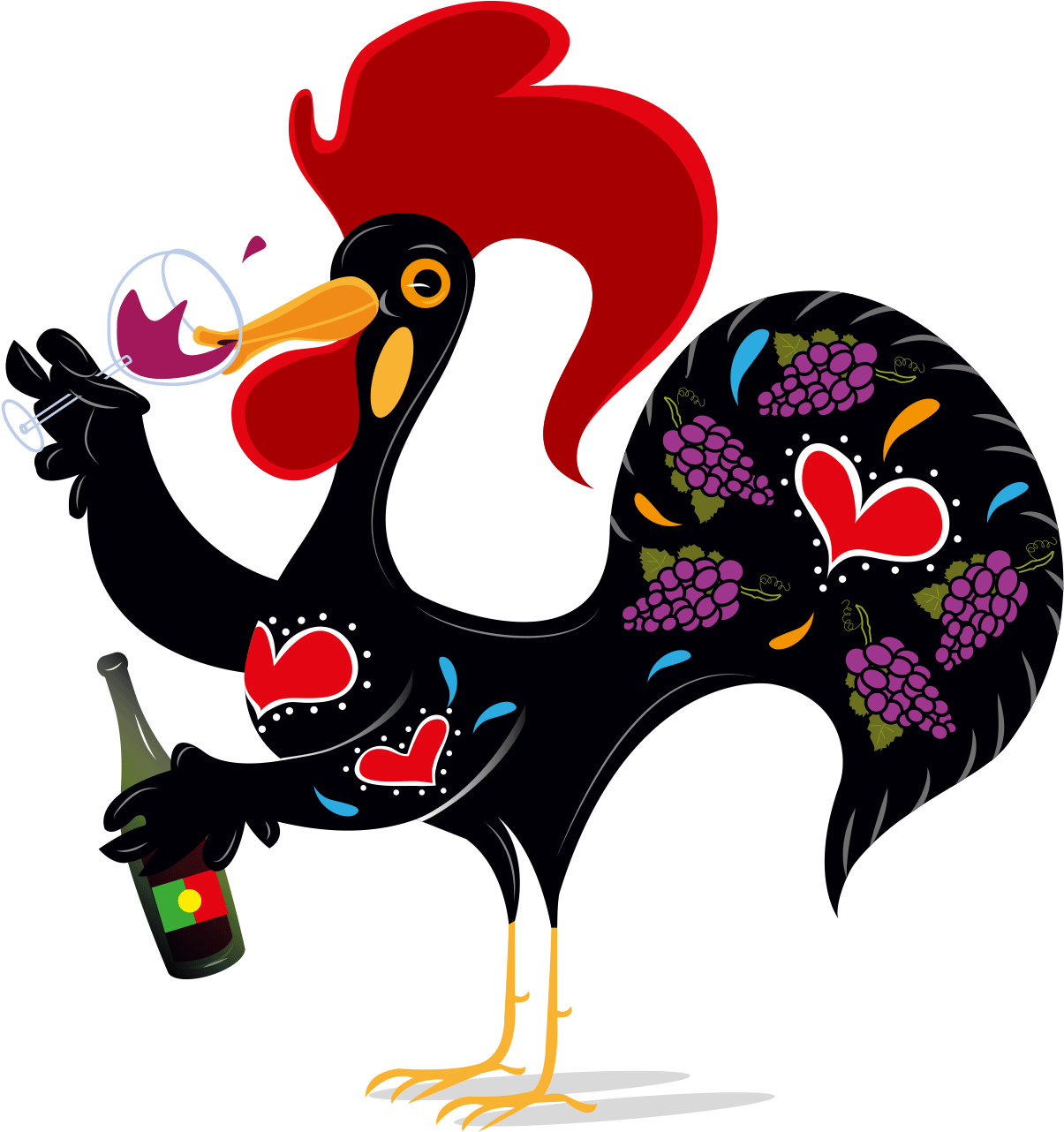 Wine Clipart Png - Rooster Of Barcelos (1534x1541), Png Download