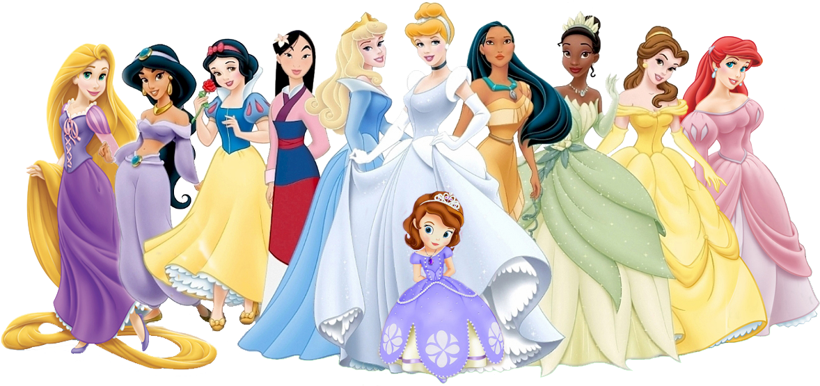 Disney Princesses Clipart Png Disney Princess Sophia - Disney Princess Years (1217x585), Png Download