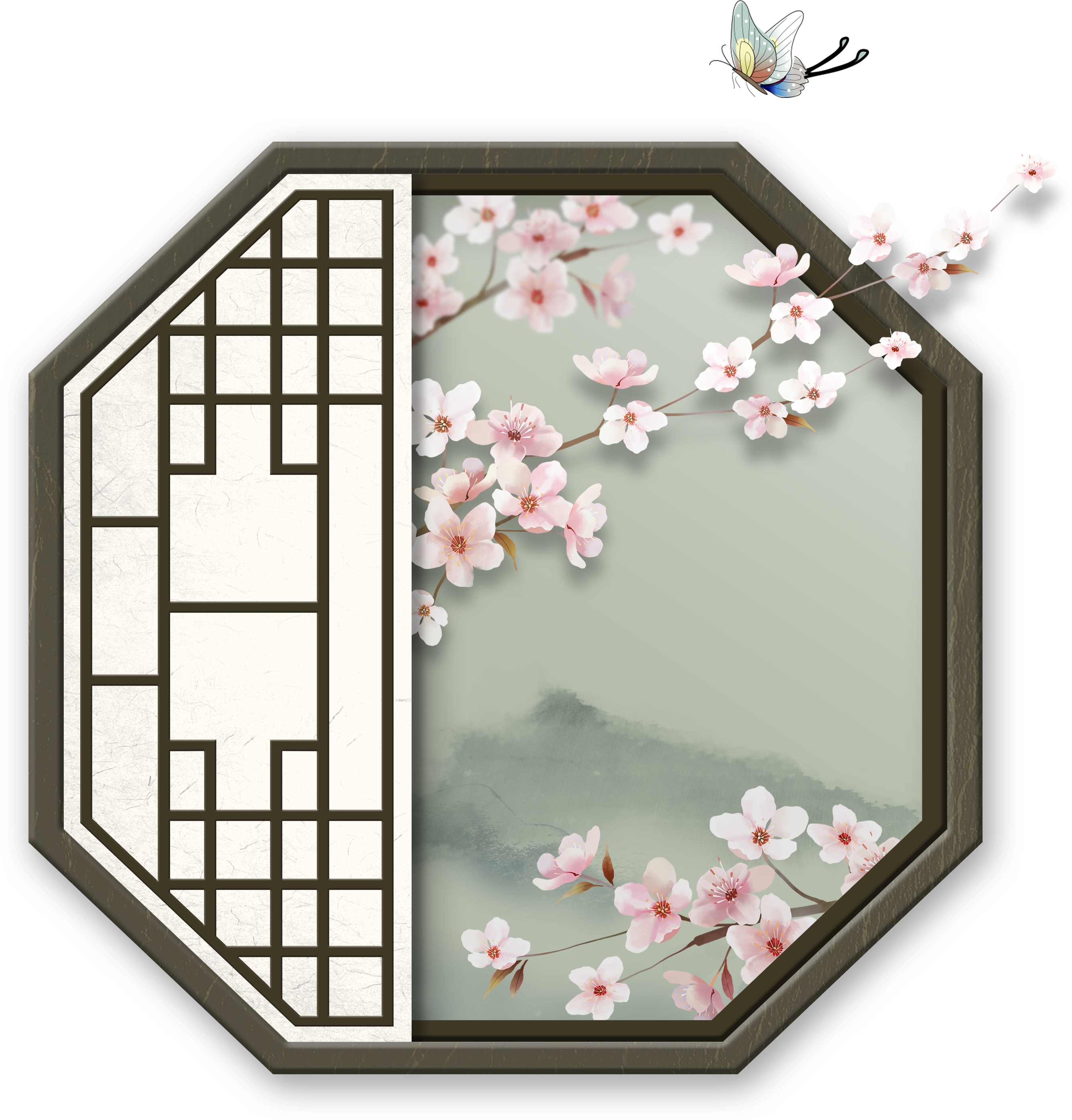 Classical Beautiful Window Decoration Vector - Chunfen (3804x3734), Png Download