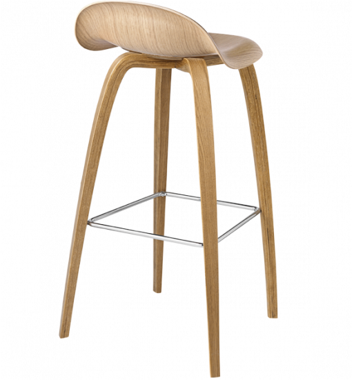 Gubi 3d Bar Stool - Gubi 3d Wood Base Counter Stool - Unupholstered (600x550), Png Download