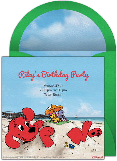 Clifford Beach Online Invitation - Personagens Discovery Kids (650x650), Png Download