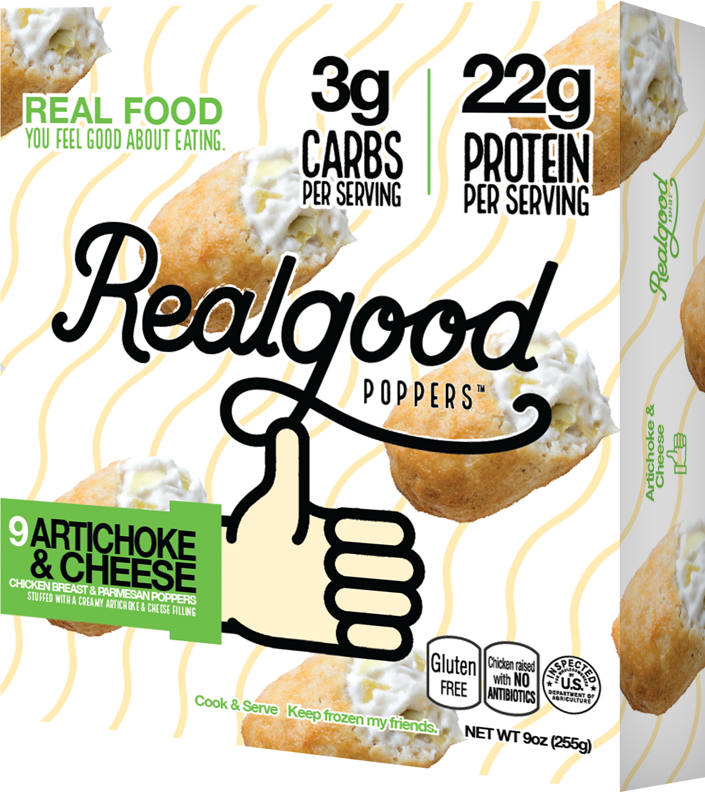 Real Good Artichoke And Cheese Chicken Poppers, 9 Oz - Real Good Poppers (2335x2134), Png Download